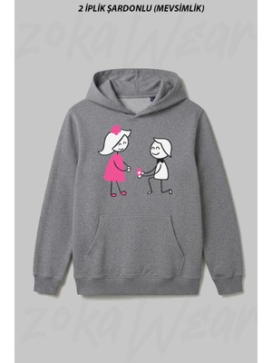 Zoka Wear Evlilik Teklifi Temali Sevgili Ön Baskılı Kapüşonlu Sweatshirt