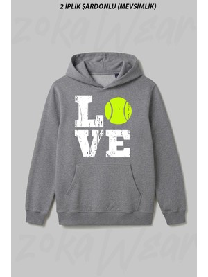 Zoka Wear Tenis Topu Love Ön Baskılı Kapüşonlu Sweatshirt