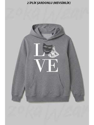 Zoka Wear Love Theatre Tiyatro Aski Maskeler Art Sanat Ön Baskılı Kapüşonlu Sweatshirt