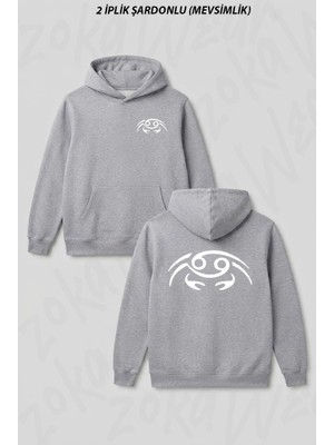 Zoka Wear Yengec Burcu Cancer Astroloji Ön Arka Baskılı Kapüşonlu Sweatshirt