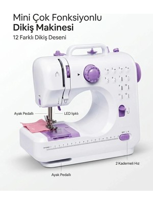 İlkyaz Fashion If Ev Tipi Mini Dikiş Makinesi Ayak Pedallı LED Aydınlatmalı 12 Farklı Dikiş Desenli