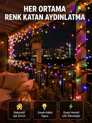 İlkyaz Fashion If 5 Metre Şeffaf Kablo LED Peri Işığı 50 Ampullü Dekoratif LED Yeni Nesil