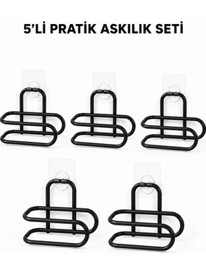 İlkyaz Fashion If Siyah Metal Wc Kağıtlık Yapışkanlı Tuvalet Kağıdı Rulo Tutucu 5 Adet Avantajlı Set