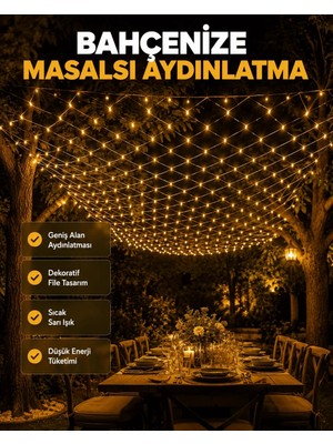 İlkyaz Fashion If LED File Işık Dekoratif Ağ LED Aydınlatma Iç Mekan Balkon Bahçe Süsü Yeni Nesil