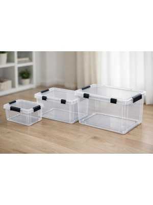 Xml Bayiciniz Tr Yatay Saklama Kutusu Seti 3'lü 10L + 20L + 30L Büyük Boy Set