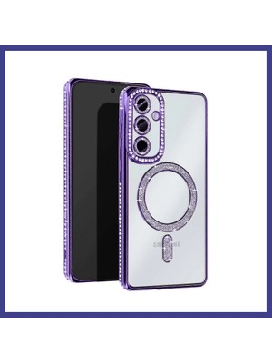 Bezos Samsung Galaxy S25 Uyumlu Edge Joke Simli Magneticsafe Kılıf - Derin Mor Mrl