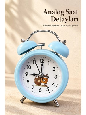 Bm Dekoratif Alarmlı Masa Saati Desenli Analog Kadran