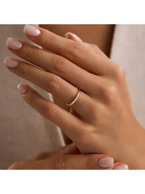 Sembol Gold 14 Ayar Rose Altın Minimal Kadın Alyans 2 mm