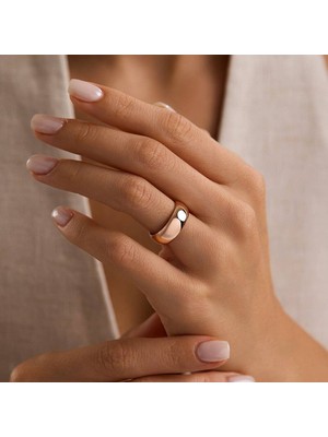 Sembol Gold 14 Ayar Rose Altın Kadın Alyans 7 mm Klasik Düz Yüzük