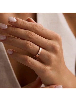 Sembol Gold 14 Ayar Rose Altın Kadın Kibrit Çöpü Alyans 3 mm