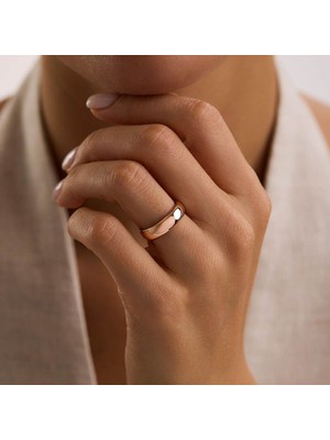 Sembol Gold 14 Ayar Rose Altın Kadın Alyans 5 mm Klasik Düz Yüzük