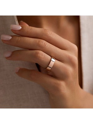 Sembol Gold 14 Ayar Rose Altın Kadın Kibrit Çöpü Alyans 5 mm