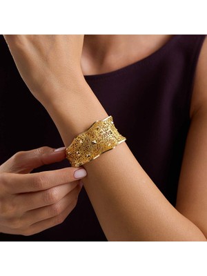 Sembol Gold 8 Ayar Tül Kelepçe Altın Bilezik 3 cm