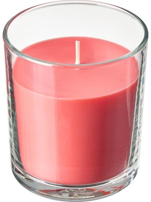IKEA Karpuz Kokulu Parlak Pembe Bardakta Mum 8x9 Cm, 40 Saat Yanma Süresi