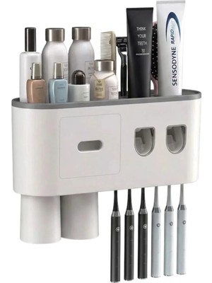 Bm Banyo Organizer Diş Fırçası Tutucu Çift Dispenserli Raflı Çekmeceli