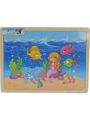 Deniz Kızı Temalı Tahta Puzzle 48 Parça