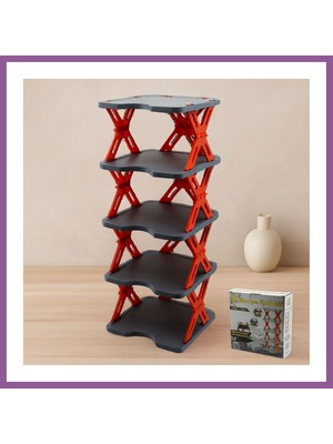 Bezos 5 Katlı Katlanabilir Akordeon Plastik Ayakkabılık 27X27 cm Rengaren