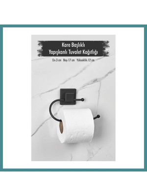 Bezos Yapışkanlı Kare Başlıklı Siyah Tuvalet Kağıtlığı Mac