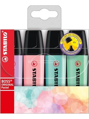 Odea Stabılo Boss Orıgınal Pastel- Marker Işaretleme Kalemi, 2 mm ve 5 mm Uç, 4lü Paket (4 Adet x 1 Paket)