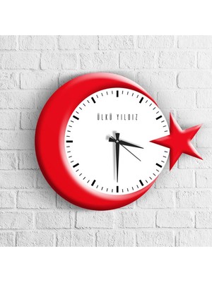 BK Gift Kişiye Özel Ayyıldız Ahşap Duvar Saati - 1
