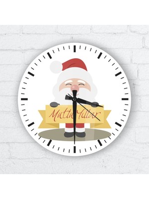 BK Gift Kişiye Özel Cam Duvar Saati (Yılbaşı Temalı-10)