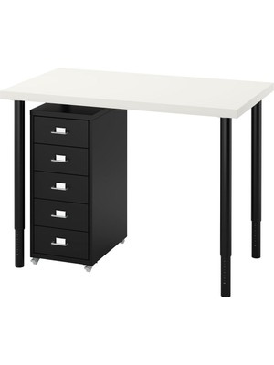 IKEA Beyaz-Siyah Çalışma Masası 100X60X63-93 cm