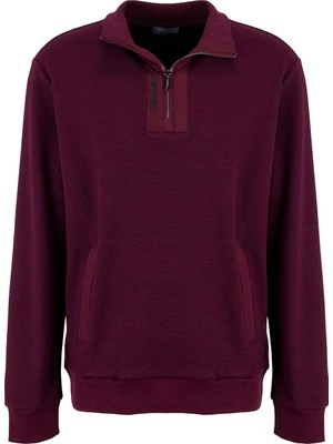 Discovery Expedition D6WM-SWT3767 Mürdüm Erkek Fermuarlı Desenli Desen Triko Sweatshirt