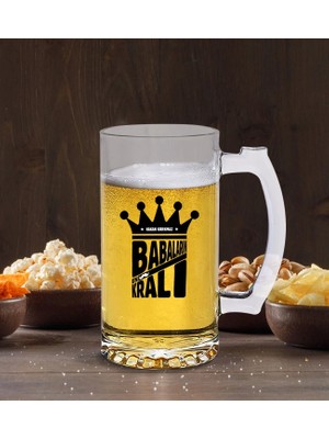 BK Gift Kişiye Özel Babaların En Kralı Tasarımlı Bira Bardağı