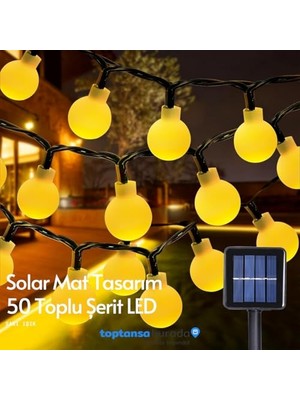 Mythriva Technosmart Solar 50 Ledli Top 8 Modlu Sarı Işık Bahçe Aydınlatma Dekorasyon Güneş Enerjili