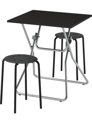 IKEA Siyah Mutfak Masası Takımı 67X67X73 Cm, 2 Tabureli