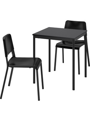 IKEA Siyah Mutfak Masası Takımı 67X67X75 Cm, 2 Sandalyeli