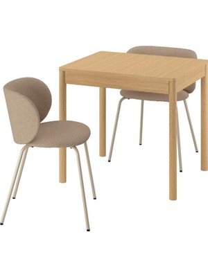 IKEA Meşe Mutfak Masası Takımı 80-120X70X75 Cm, 2 Sandalyeli