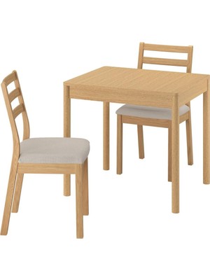 IKEA Meşe Mutfak Masası Takımı 80-120X70X75 Cm, 2 Sandalyeli