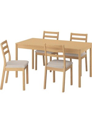 IKEA Meşe Mutfak Masası Takımı 150X80X75 Cm, 4 Sandalyeli