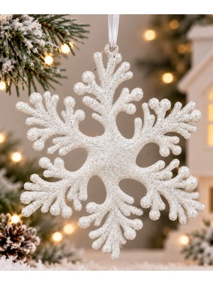 My Balli Store 1 Adet Kar Tanesi Simli Noel Ağacı Dekoratif Çam Ağacı Süsü