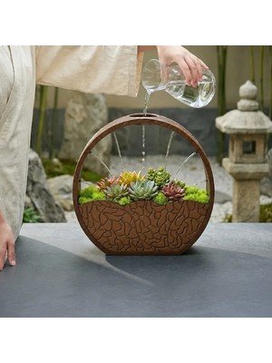 Urfakent 3D Baskı Self-Watering Planter - Kendi Kendini Sulayan Saksı-Kahverengi