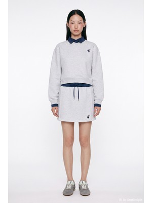 Quzu Ekose Bel Bantlı Sweat Mini Etek Karmelanj