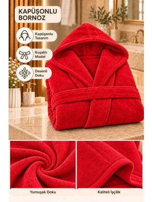 Softtowel Kapüşonlu Unisex Rashell Bornoz Cepli  Yumuşak Dokulu