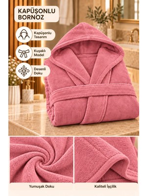 Softtowel Kapüşonlu Unisex Rashell Bornoz Cepli  Yumuşak Dokulu