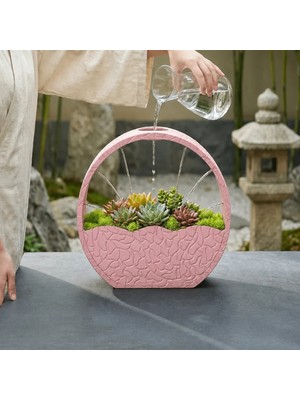 Urfakent 3D Baskı Self-Watering Planter - Kendi Kendini Sulayan Saksı-Pembe