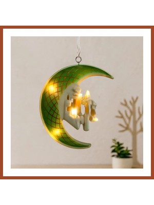 Bezos Ramazan LED Perde Lamba 3m (Fişli, Eklemeli) Yeşil Hilal Cami Yıldız Pro