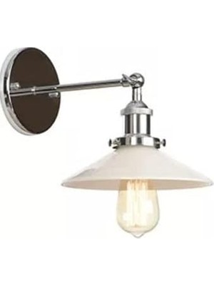 Tr Mylights Modern Spor Mafsalı Gümüş Gövde Beyaz Başlık Aplik Duvar Lambası Metal Aplik