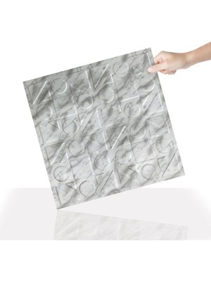 Tr 3 Boyutlu Duvar Paneli Kabartmalı Kareli Yuvarlak Desenli Pvc 41X41 Cm/ 6 Adet /1 M²