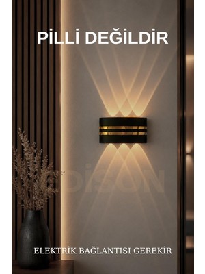 Tr Gold Şeritli LED Dekoratif Duvar Aplik, Çift Taraflı Işık Efekti, 18X9.5 cm