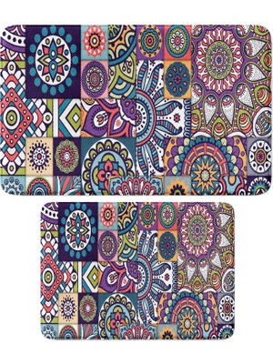 Xml Bayiciniz Tr Sevimli Tasarımlı Mikrofiber 2'li Takım Banyo Paspası, Kaymaz Taban, Makinede Yıkanabilir (4