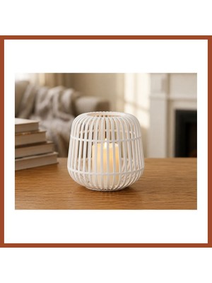 Bezos 3D Baskı Modern Kafes Tasarımlı Dekoratif Mumluk - Tealight Mumluk, Masaüstü Ev ve Ofis Dekoru-Beyaz Pro