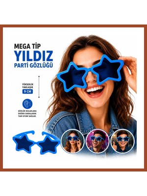 Bezos Mega Tip Yıldız Parti Gözlüğü Mavi Renk Pro
