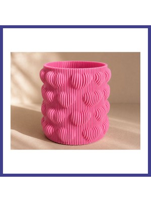 Bezos 3D Baskı Kalpli Dekoratif Vazo - Modern Çiçeklik ve Masaüstü Süsü-Pembe Mrl