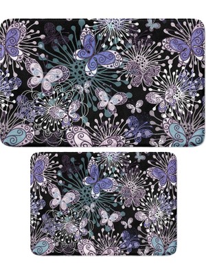 Tr Sevimli Tasarımlı Mikrofiber 2'li Takım Banyo Paspası, Kaymaz Taban, Makinede Yıkanabilir (4