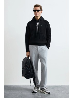Lufian Decland Erkek Regular Fit Kapüşonlu Sweatshirt Siyah